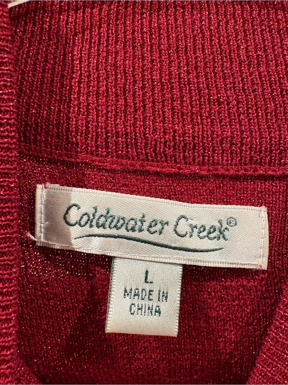 Coldwater Creek Sleeveless Turtleneck Camisole - Deep Red w/shimmer thread.
