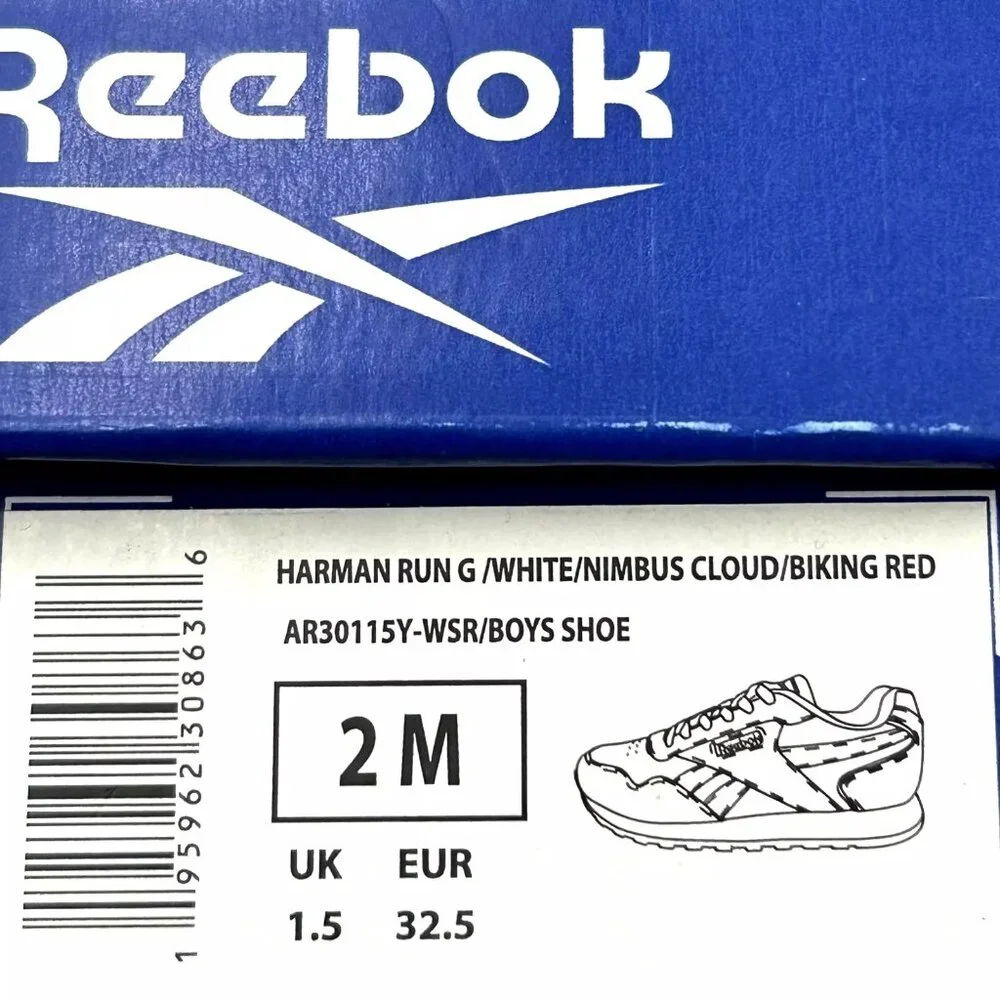 Reebok Youth Boys/Girls Sneaker Size 2 White/Wine/Beige‎ Cushioned Lace up Shoes