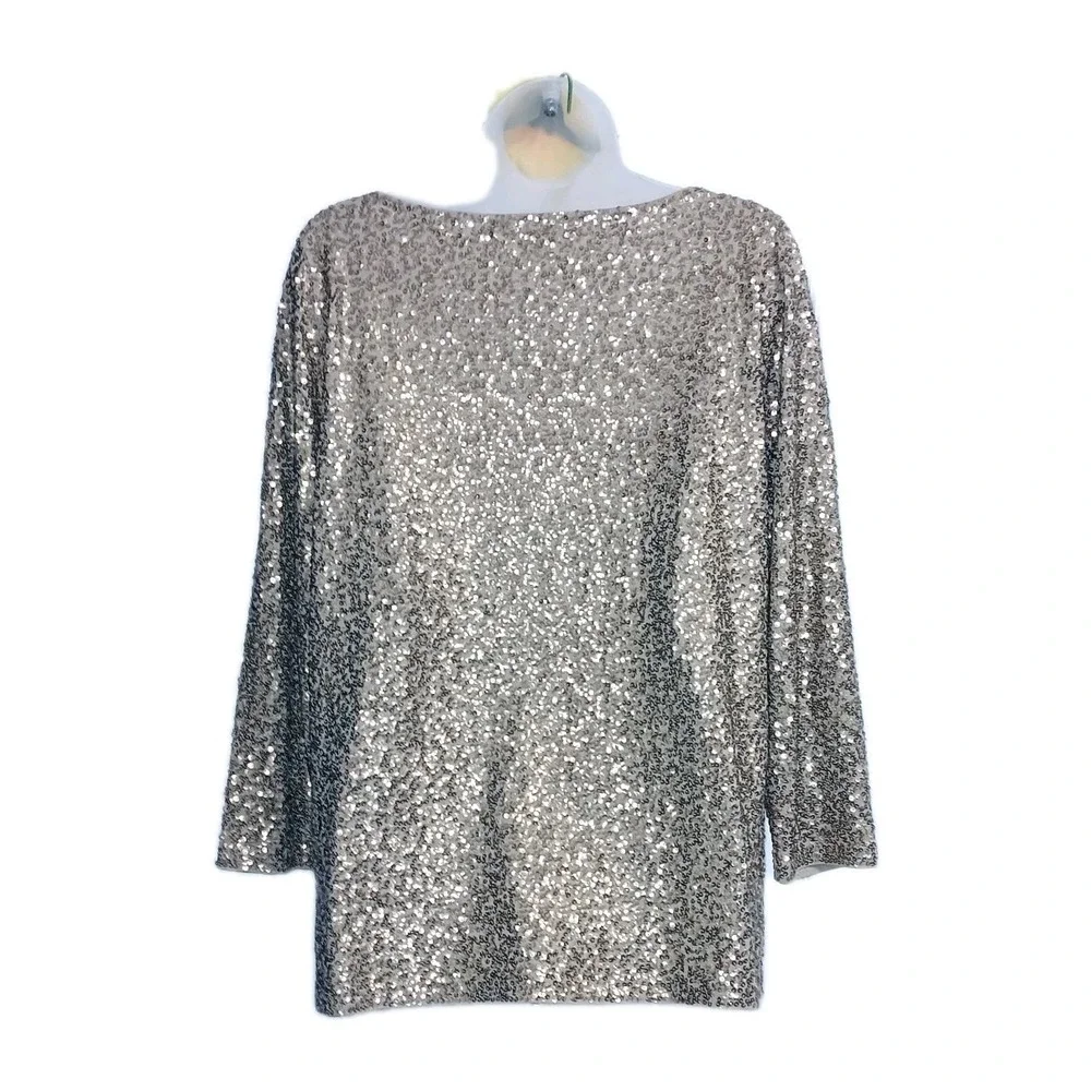 J Crew Sequins Top M Gold Women Party Cocktail Event Holiday Christmas Disco