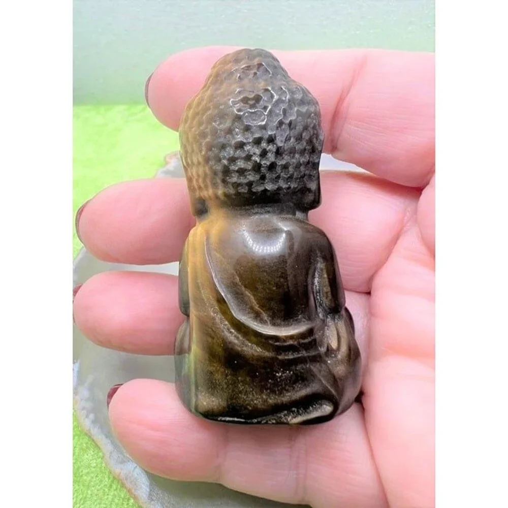 Yellow Tiger Eye Buddha Carving