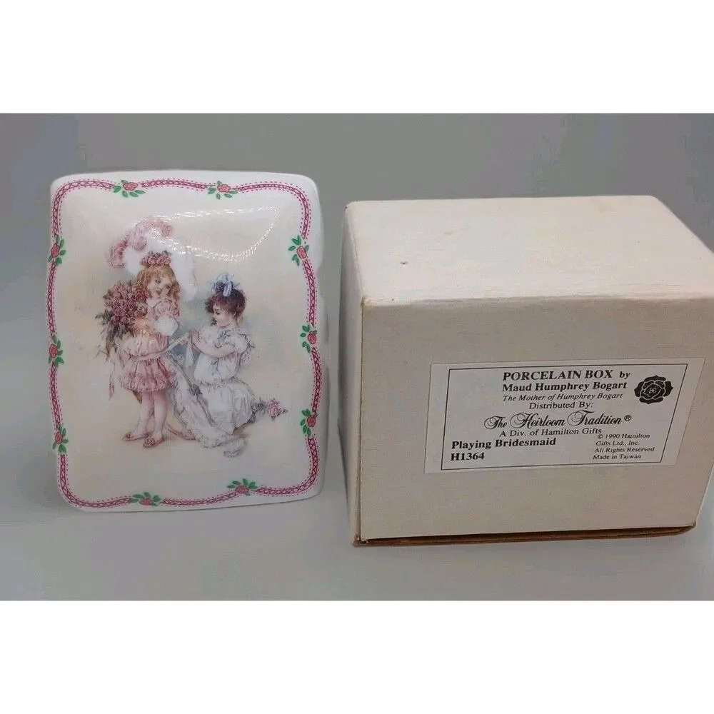 Vintage 1990 Playing Bridesmaid H1364 Maud Humphrey Bogart Trinket Box New Boxed