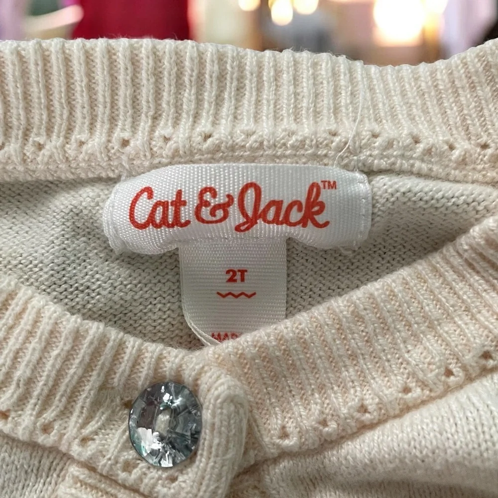 Cat & Jack Ivory Button Down Toddler Cardigan