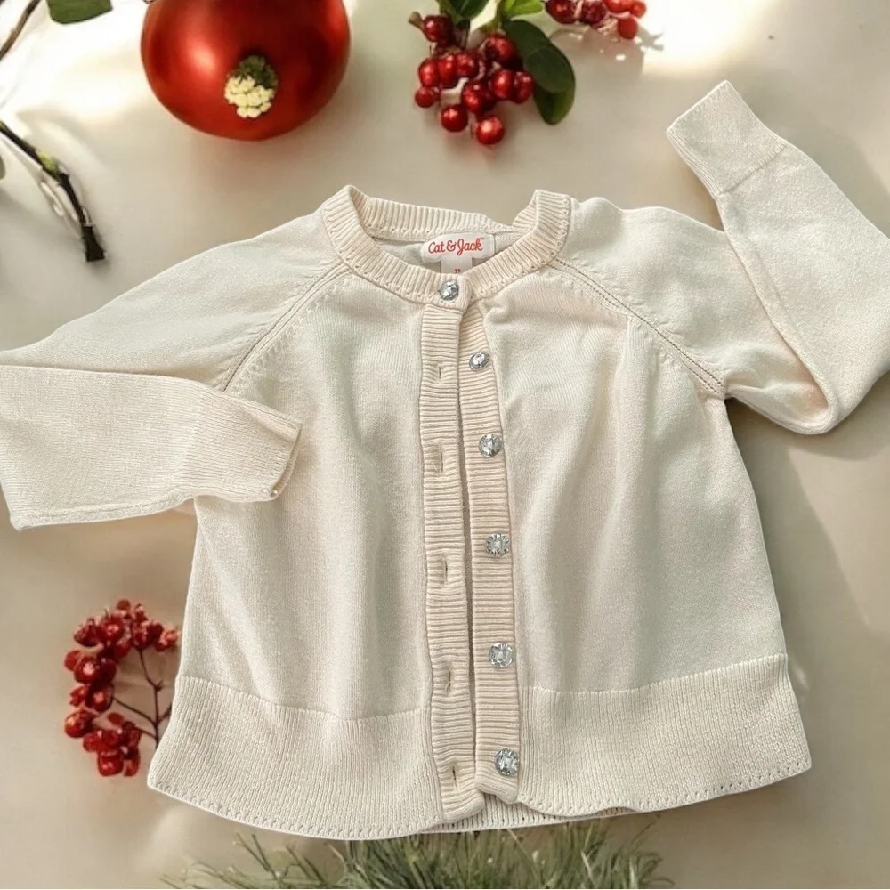 Cat & Jack Ivory Button Down Toddler Cardigan