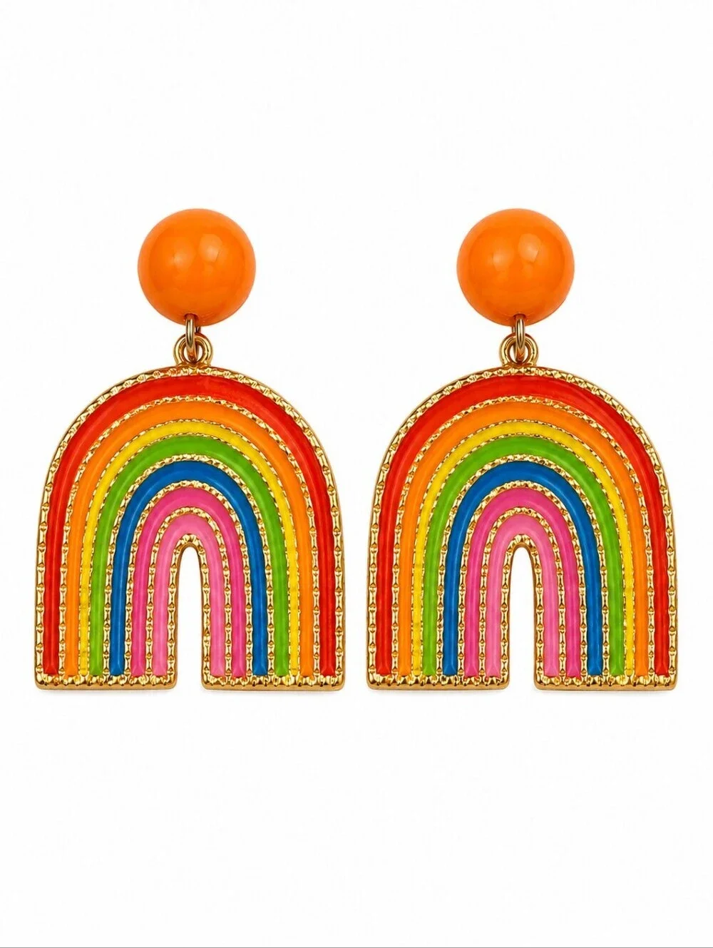 Vintage 1980s Colorful Acrylic Glitter Rainbow Festival Dangle Post Earrings