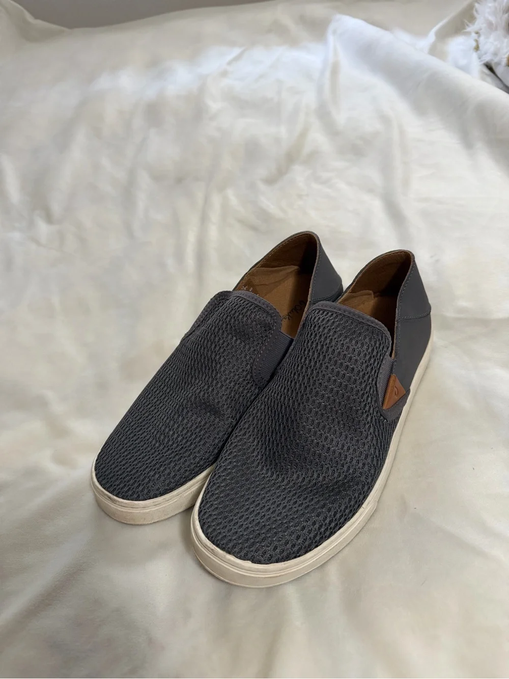 Olukai Pehuea Mesh Slip-On Sneakers in Charcoal Gray Women’s 10