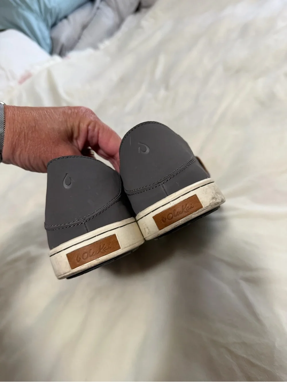 Olukai Pehuea Mesh Slip-On Sneakers in Charcoal Gray Women’s 10