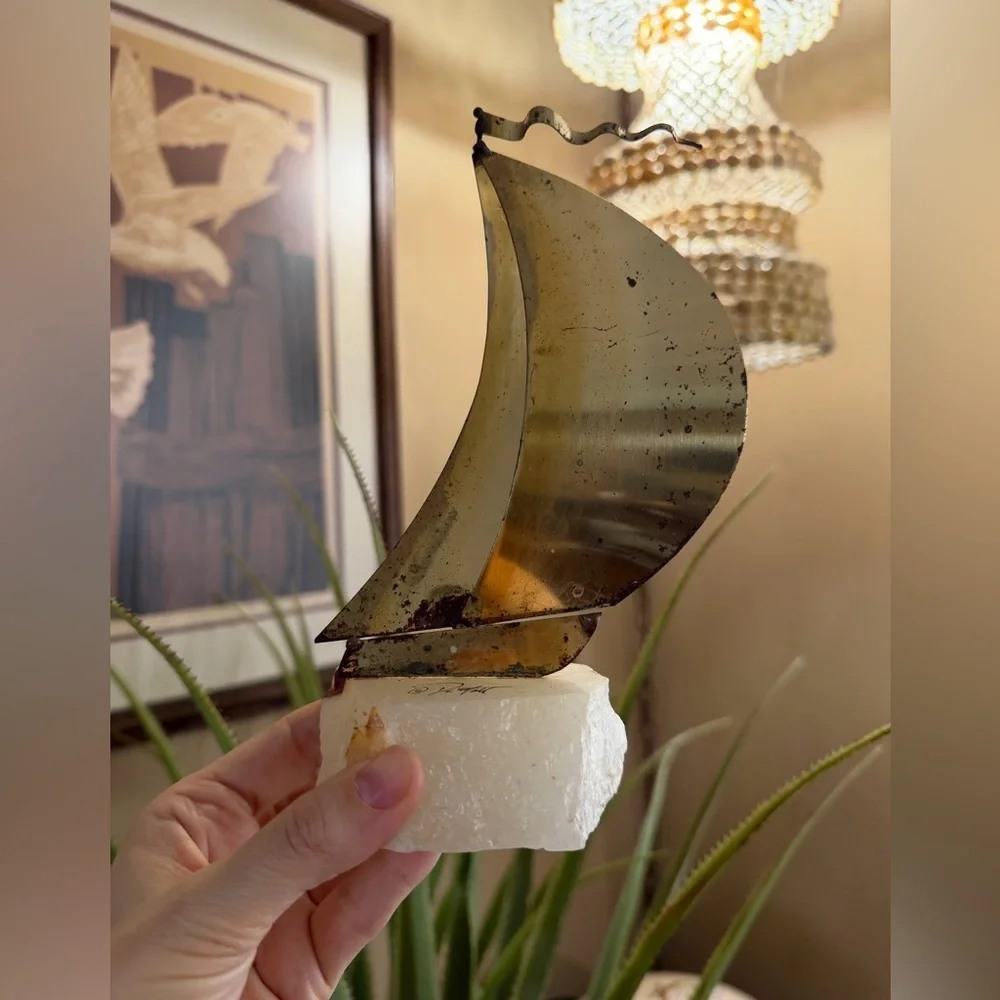 Vintage DeMott Brutalist Sailboat Sculptures - Set of Two