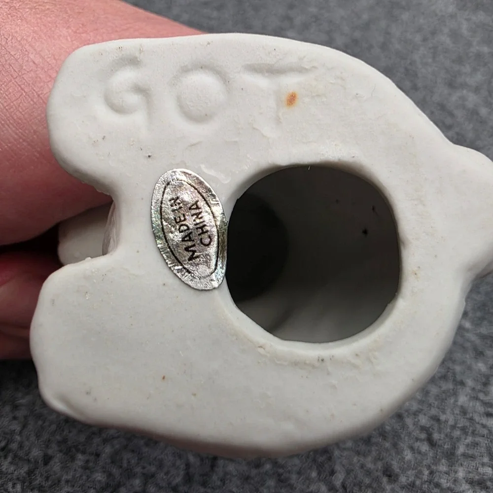 Vintage GOT Ceramic White Rabbit Figurine Flower Garland Collar‎ Easter Decor 4