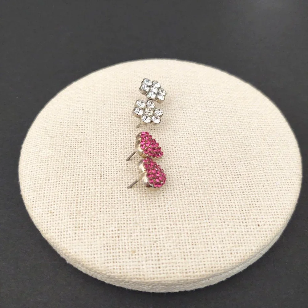 Crystal flower and glass heart earrings