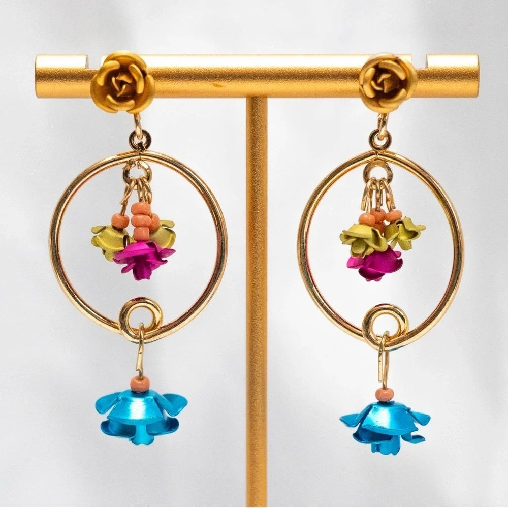 ✨Anthropologie Mora Floral Gold Earrings