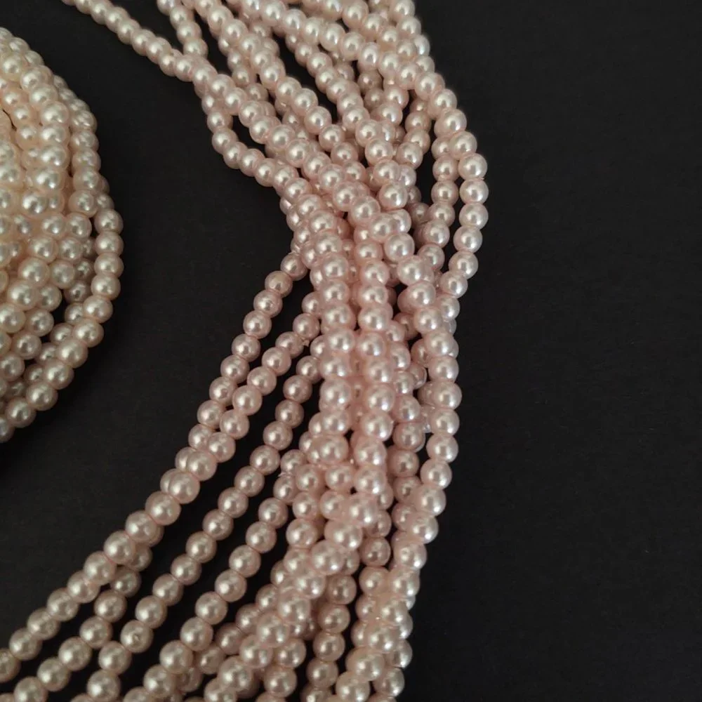 Vintage multi strand pink beaded necklace and bracelet set