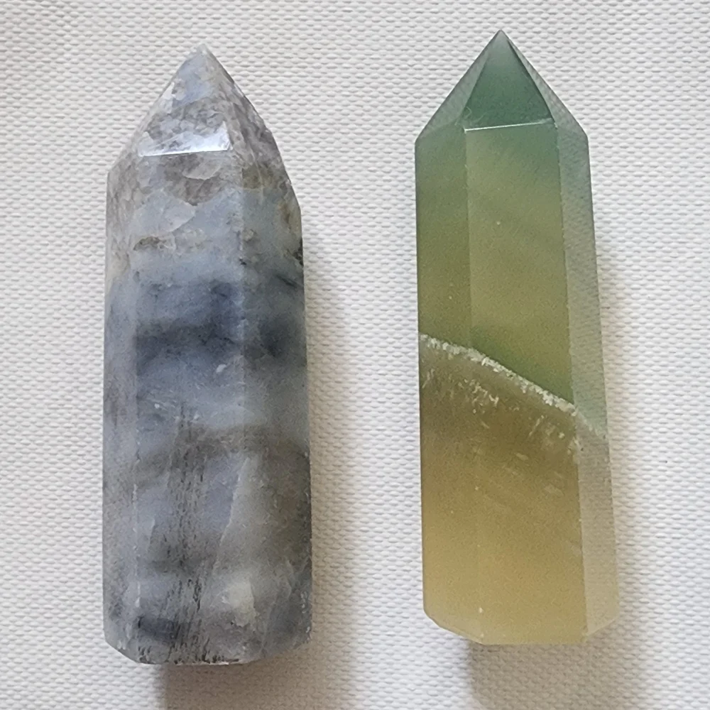 1 Blue Calcite And 1 Fluorite  Tower # 1 Natural And Authentic