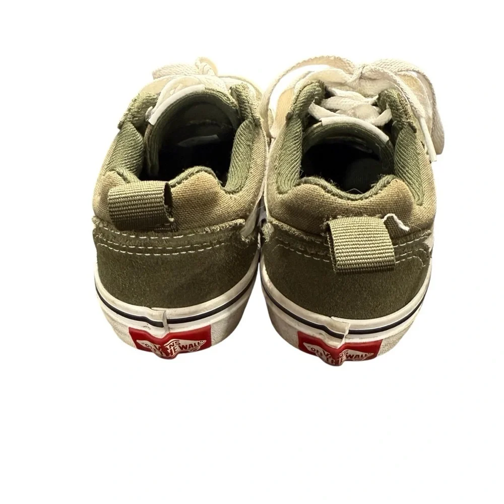 Vans Kids Olive Green Suede High-Top Sneakers with White Accents size 13