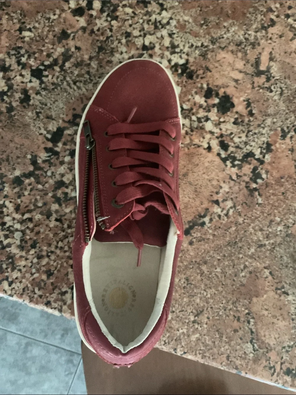 Revitalign..Women's Burgundy Lace-Up Sneakers with Side Zip