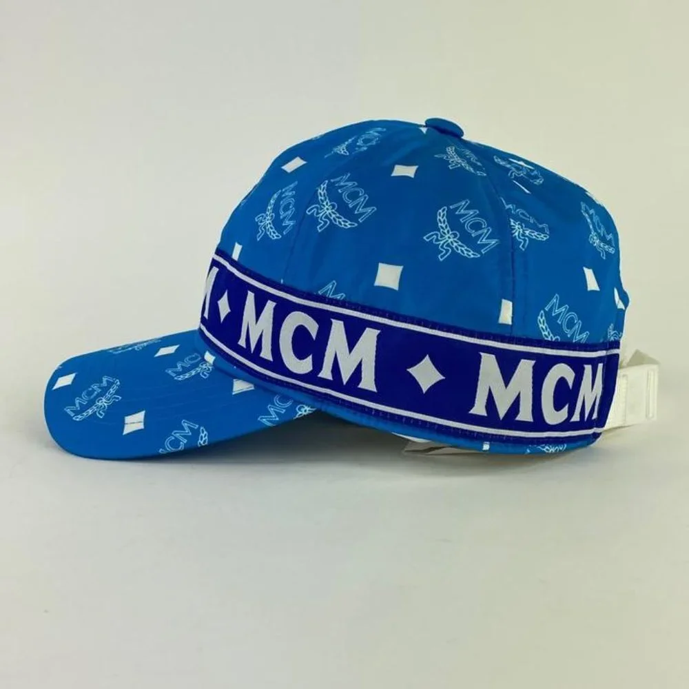 MCM Blue Monogram Visetos Log Baseball Cap Hat