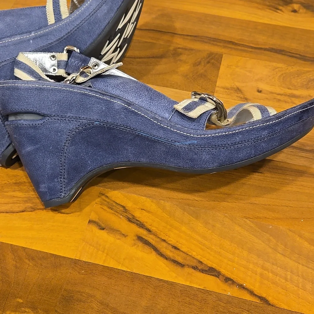 G by Cole Haan and Nike Air Women's Blue and Silver Wedge Heels Size 11