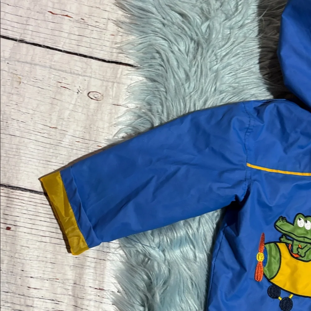 B.t. Kids Frog Embroidered Blue Yellow Rain Jacket sz 24M