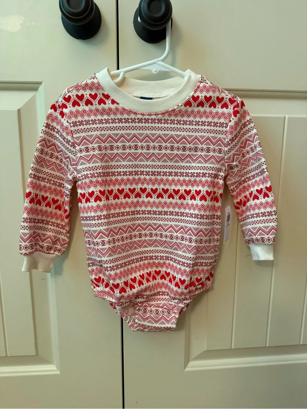 Old Navy White and Red Patterned Baby Bodysuit