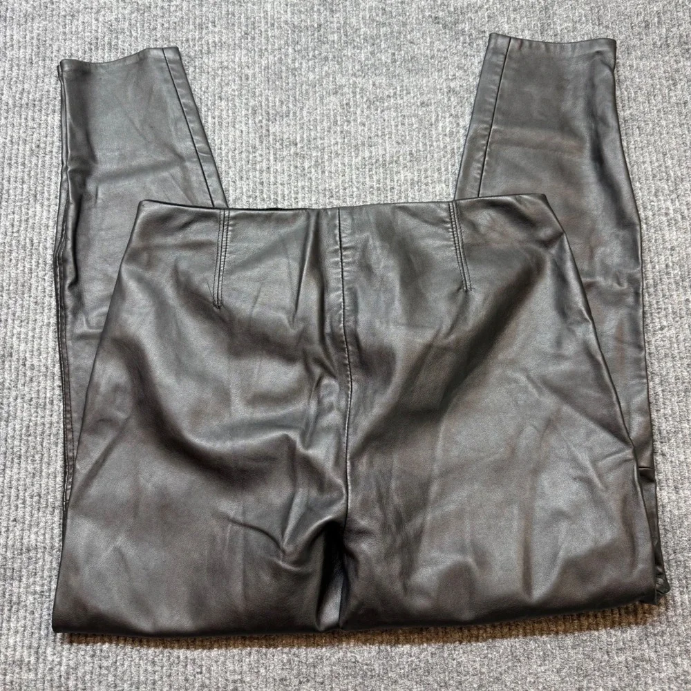 Black Vegan Leather Pants 12‎ Ankle Zip Moto Streetwear Chic Fitted  Free People