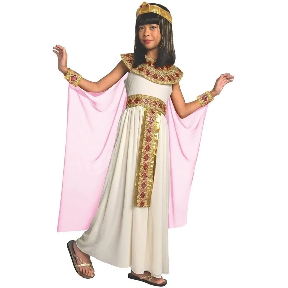 Cleopatra Costume Girls Large (10-12Y) Pink Gold Egyptian Queen Greek Goddess