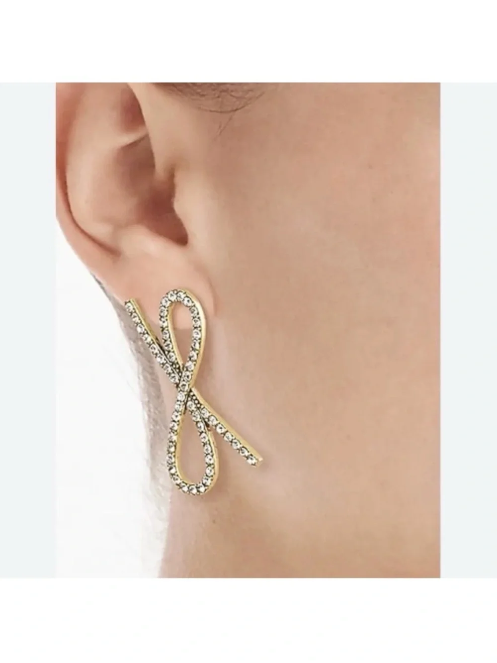 J. Crew Gold-Tone Multicolor Ribbon Bow Loop Drop Earrings