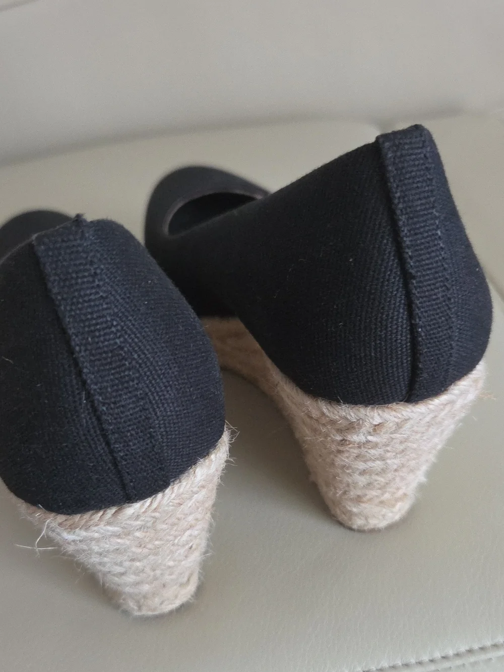 J. Crew Black Canvas Espadrille Wedge Pumps Size 9.5