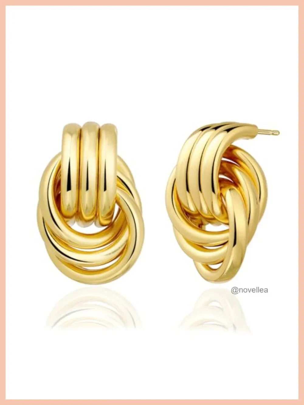 Chunky Gold Knot Earrings for Women, Drop Dangle Long Link Earrings Statement