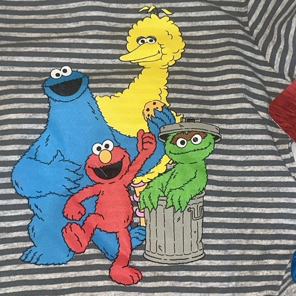 Sesame Street Baby Boy 3 Piece Set Elmo Cookie Monster Gray Navy Blue 6-9 Months