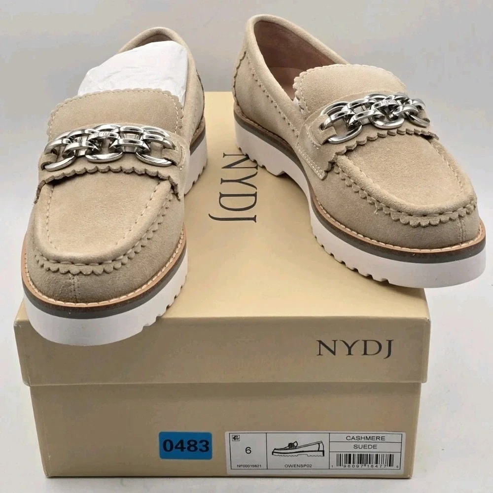 NYDJ Women's Owens Boucle Loafer - Cashmere Suede Gray Size‎ 6 M - New In Box