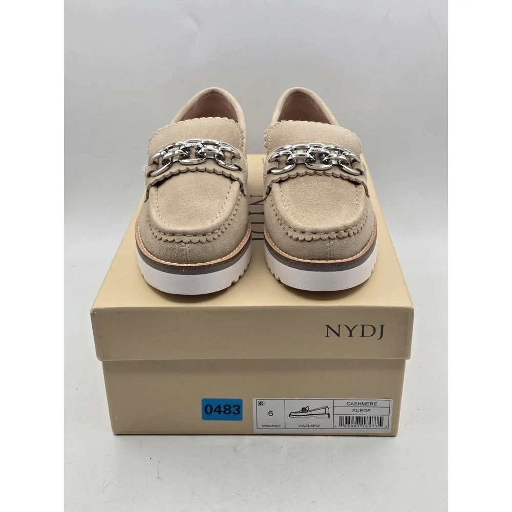 NYDJ Women's Owens Boucle Loafer - Cashmere Suede Gray Size‎ 6 M - New In Box