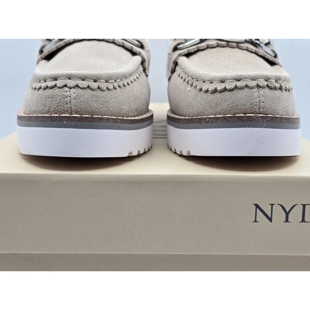 NYDJ Women's Owens Boucle Loafer - Cashmere Suede Gray Size‎ 6 M - New In Box