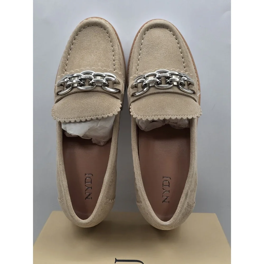 NYDJ Women's Owens Boucle Loafer - Cashmere Suede Gray Size‎ 6 M - New In Box