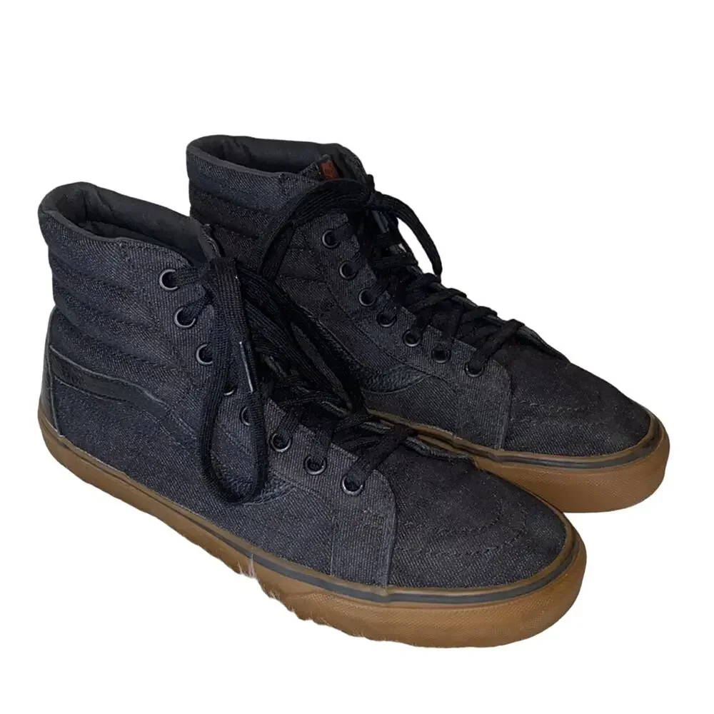 Vans Black Canvas HIgh Top Skate Shoes Sneakers Mens 8 Women's 9.5