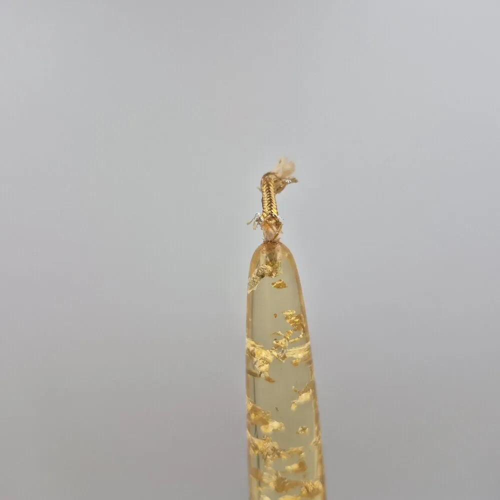 Lucite Candles clear Gold Flecks & Lycenta Gold Tone Holders Vintage