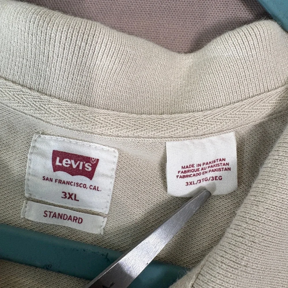 Levi's Polo‎ Shirt Mens 3XL Tan Standard Short Sleeve Pique Cotton Logo Classic