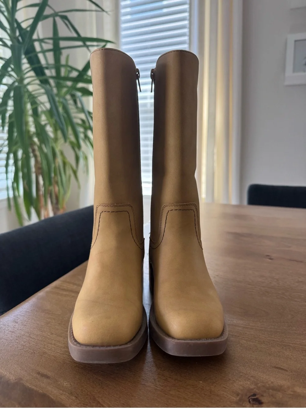 Girls Tall Tan Leather Boots