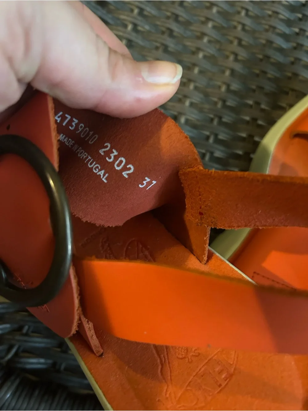 Orange Buckle Strap Sandals London fly leather