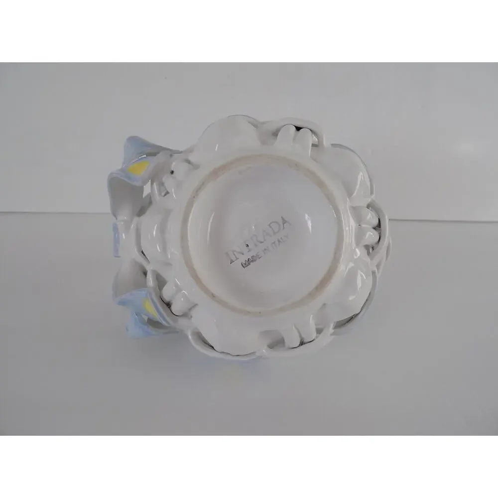 Intrada Italian ceramic woven basket polka dot bows