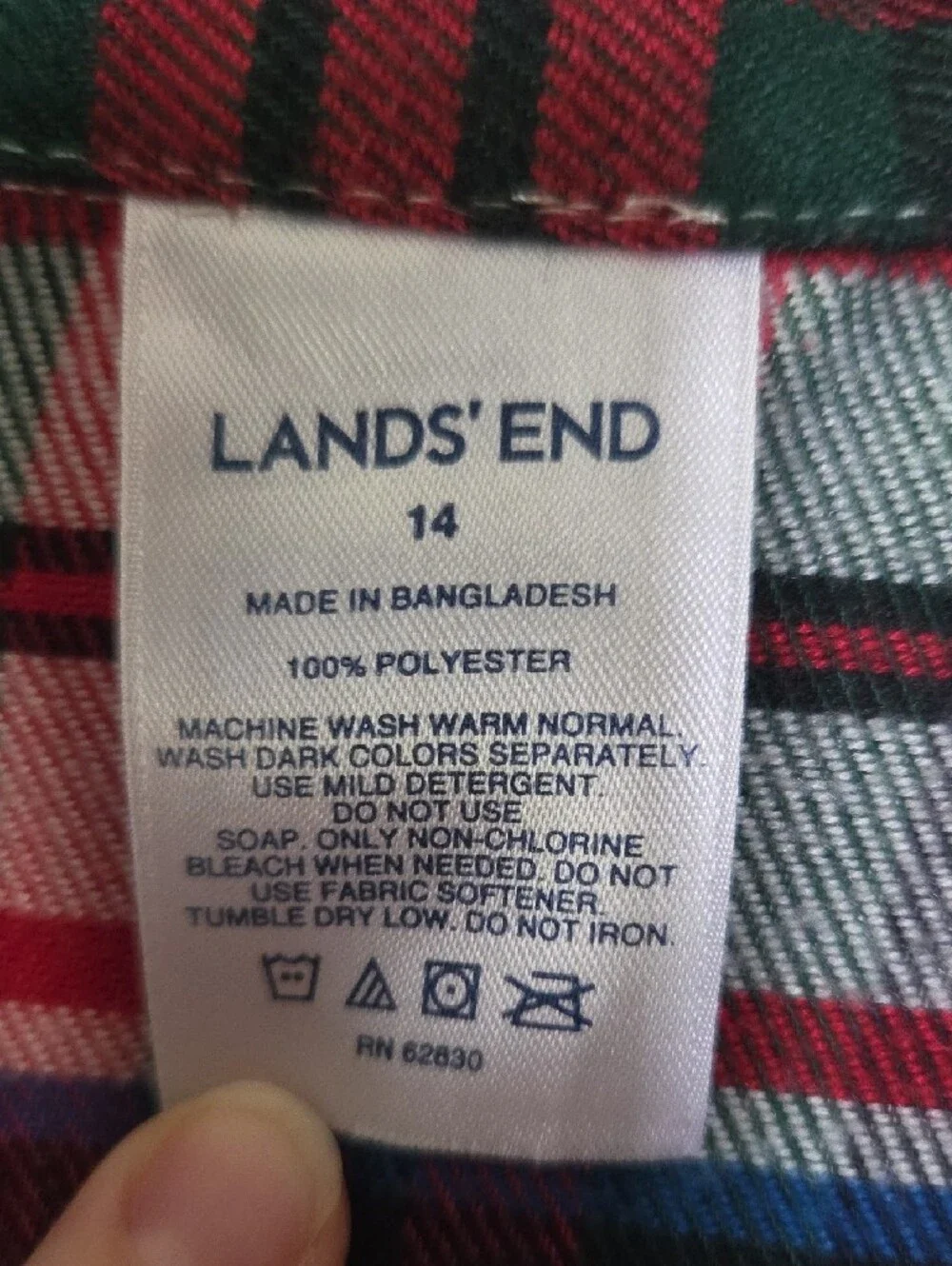 Lands End soft plaid