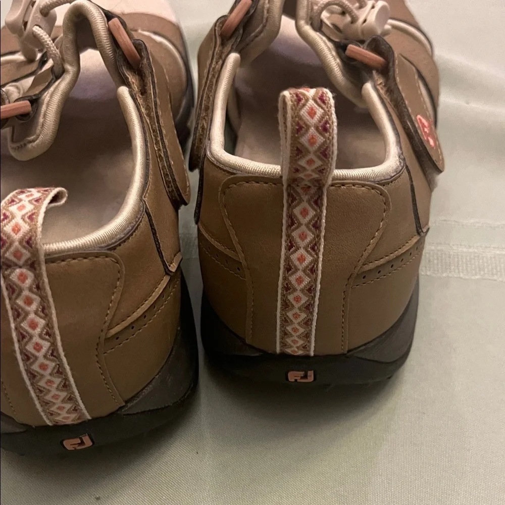 FootJoy Women's Brown and Cream Sandals