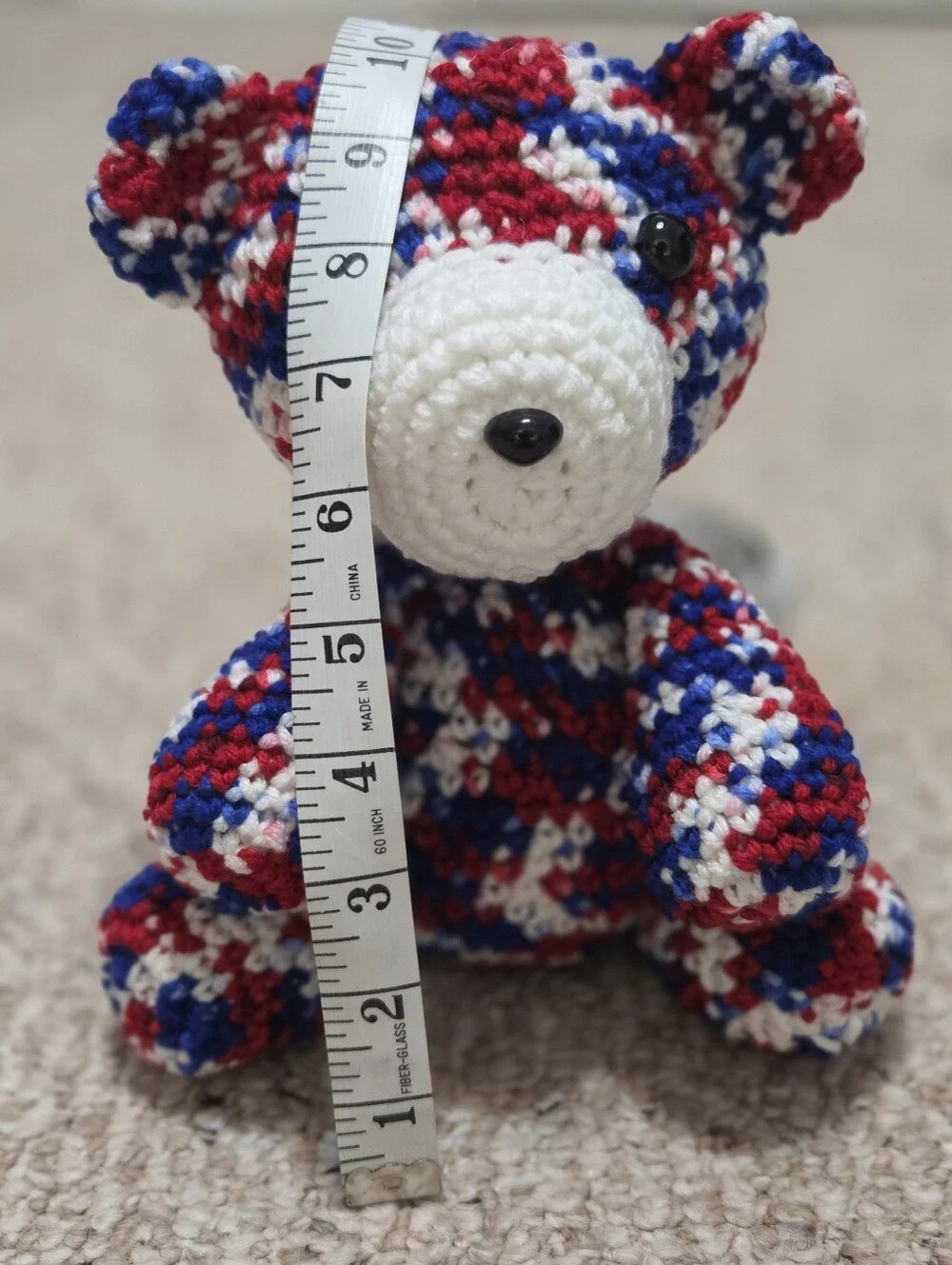 Handmade Crochet Patriotic Teddy Bear Plushie