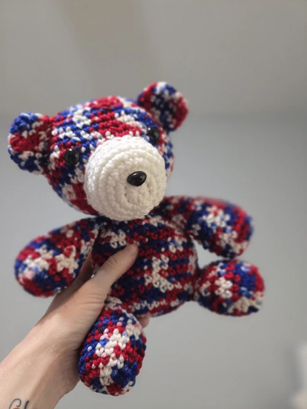 Handmade Crochet Patriotic Teddy Bear Plushie