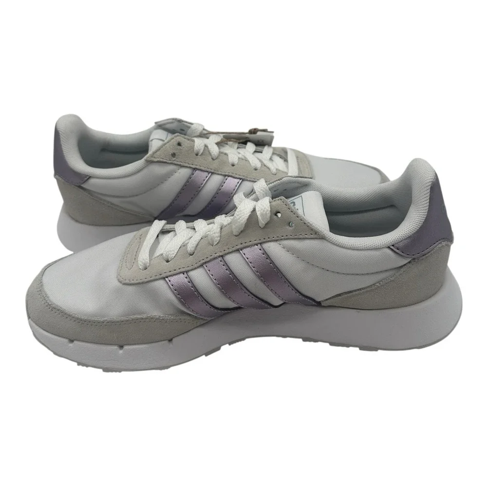 Adidas Run 60s 2.0‎ Running Shoes Womens Sz 9 White/Metallic Purple Sneakers
