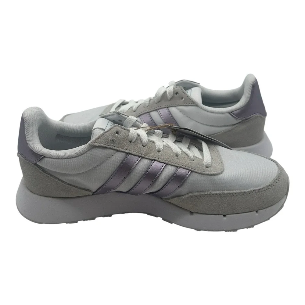 Adidas Run 60s 2.0‎ Running Shoes Womens Sz 9 White/Metallic Purple Sneakers