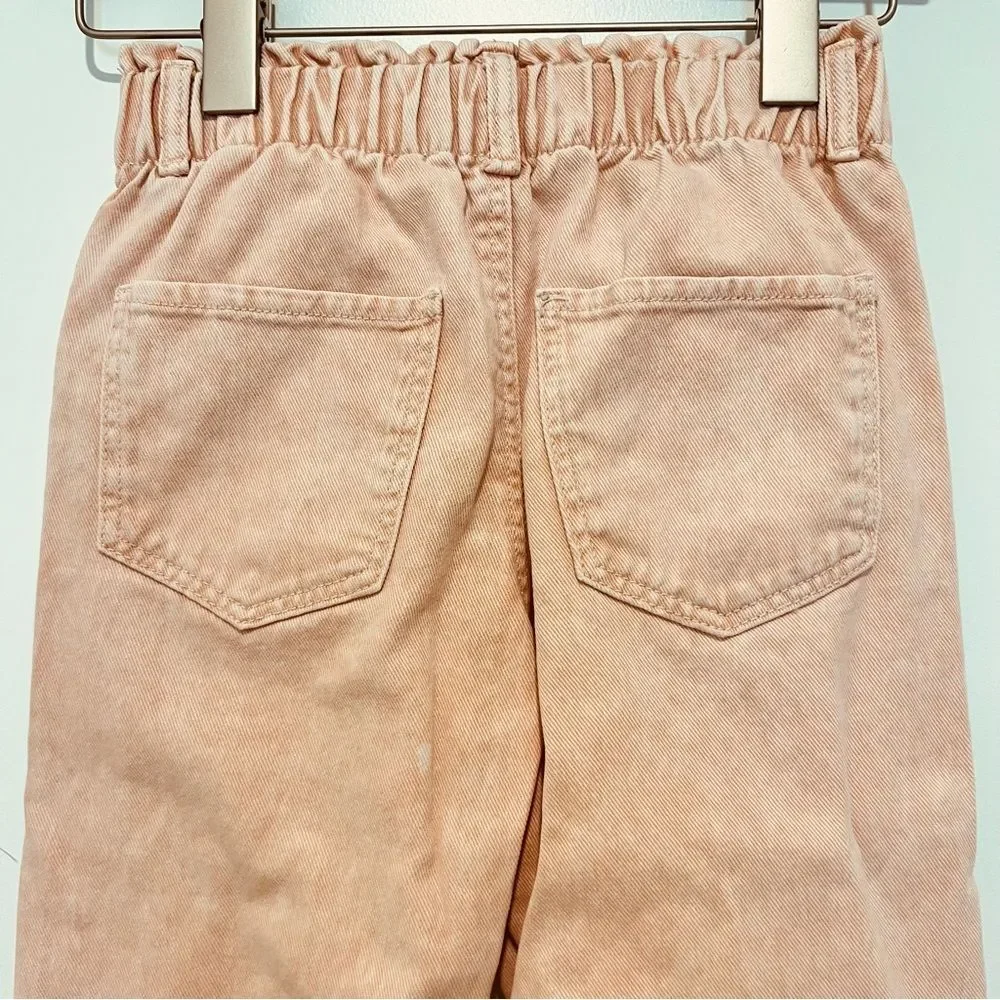 H&M Girl’s Relaxed Fit Elastic Waist Pull-on Jeans Pink Acid Washed Size 10