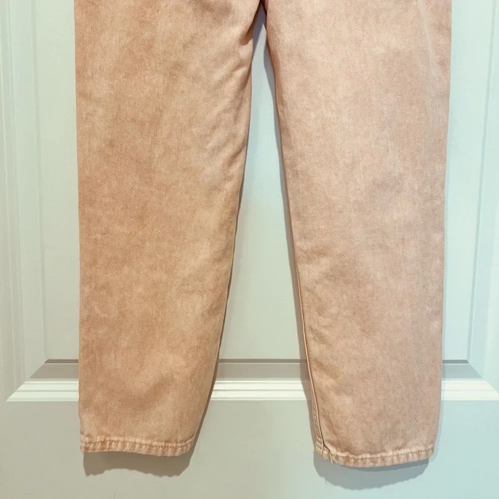 H&M Girl’s Relaxed Fit Elastic Waist Pull-on Jeans Pink Acid Washed Size 10