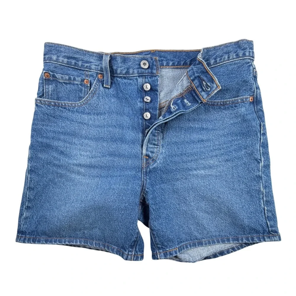 Levis 501 Original Fit Mens Denim Shorts Medium Wash Blue W32 Button Fly