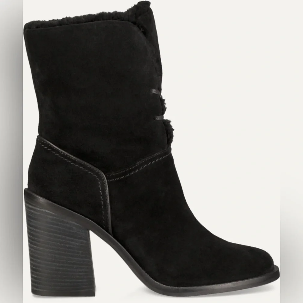 Ugg Jerene Womens 9.5M Genuine Black Shearling Lined Chunky Heel Winter Boots