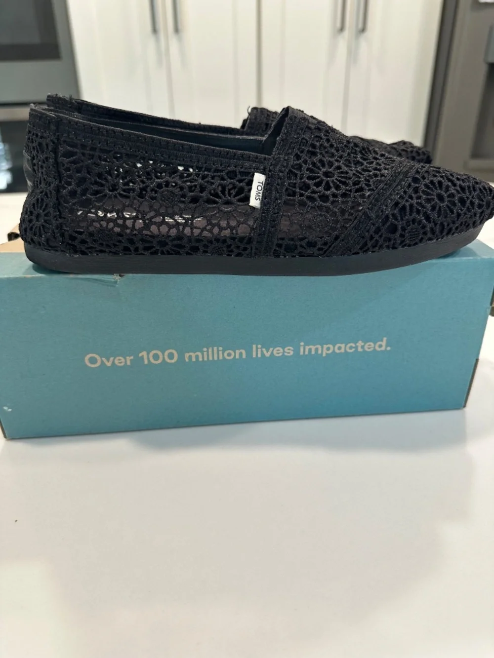 Tom’s black Alpargata crochet shoes 6.5