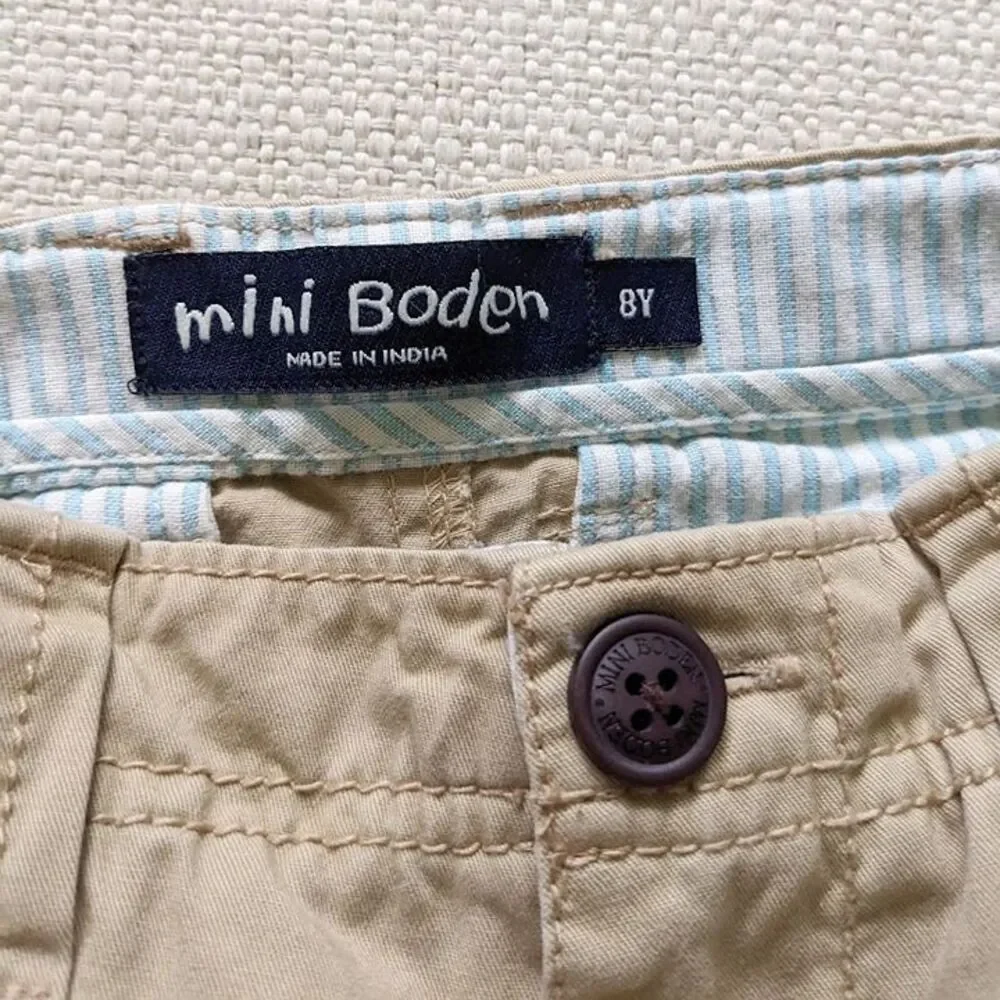 Mini Boden khaki chino shorts boys size 8Y